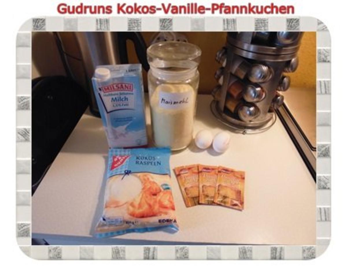 Kuchen: Kokos-Vanille-Pfannkuchen mit Honig und Erdbeermarmelade - Rezept - Bild Nr. 2