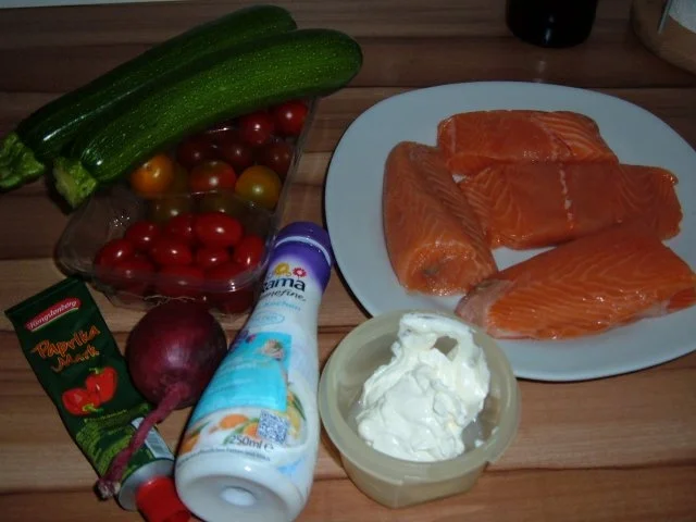 Rezept: Fisch : Lachs mit Gemüschen Bild Nr. 2 Fisch : Lachs mit Gemüschen - Rezept - Bild Nr. 2