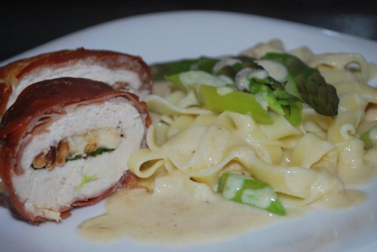 Parmahuhn auf Spargel-Tagliatelle - Rezept - kochbar.de