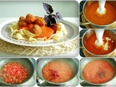 Würzige  Tomatensauce, Bandnudeln mit Köttbullar serviert - Rezept - Bild Nr. 19