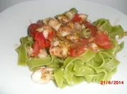 Fischsauce mit grüne Nudeln, - Rezept