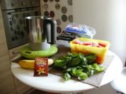 Melone-Banane-Basilikum Smoothy - Rezept