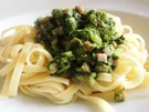 Platte Spaghetti mit Spinat - Rezept
