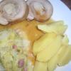 Spanferkelrücken gerollt, an Chinakohlgemüse und Kartoffeln - Rezept