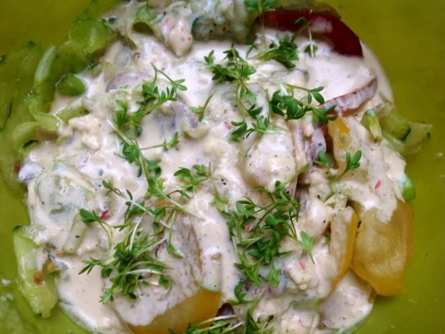 Rezept: Tomaten-Gurken-Salat mit Creme fraiche Bild Nr. 2 Tomaten-Gurken-Salat mit Creme fraiche - Rezept - Bild Nr. 2