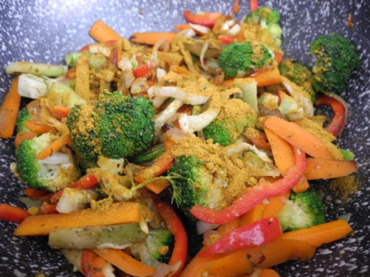 Vegan : Gemüse - Curry - Kokosmilch - Pfanne - Rezept - Bild Nr. 12