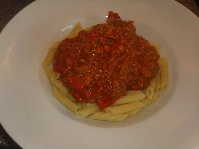 Pasta mit resten von der Gefūllten Paprikaschote - Rezept