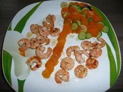 Gemüsebaum zwischen Garnelen ! - Rezept