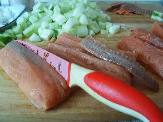 Rezept: Lachsfilet mit Gurkensoße Bild Nr. 4 Lachsfilet mit Gurkensoße - Rezept - Bild Nr. 4
