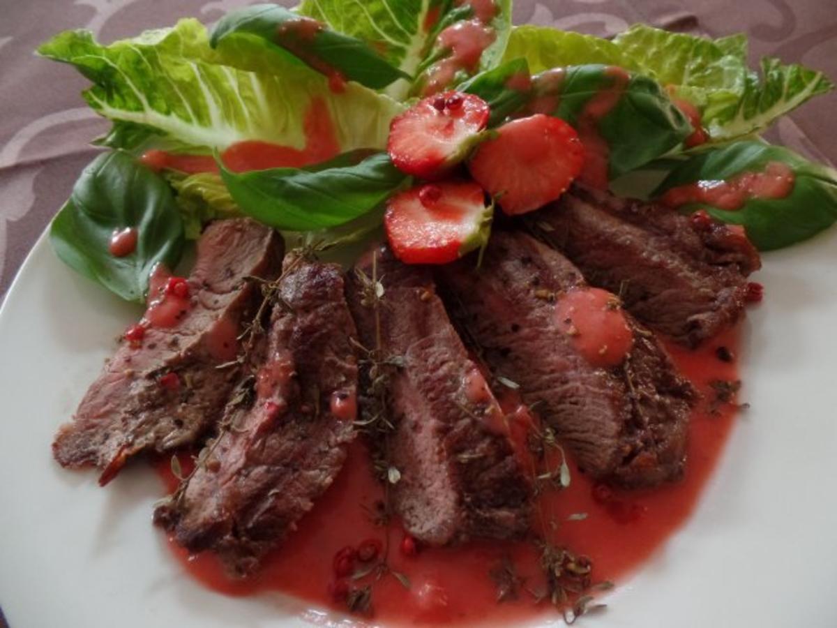 Steak mit Erdbeer-Sauce - Rezept