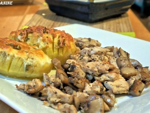 Rezept: Hähnchen-Champignon-Pfanne mit Fächerkartoffeln Bild Nr. 20 Hähnchen-Champignon-Pfanne mit Fächerkartoffeln - Rezept - Bild Nr. 20