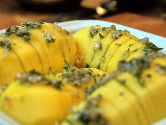 Rezept: Hähnchen-Champignon-Pfanne mit Fächerkartoffeln Bild Nr. 14 Hähnchen-Champignon-Pfanne mit Fächerkartoffeln - Rezept - Bild Nr. 14