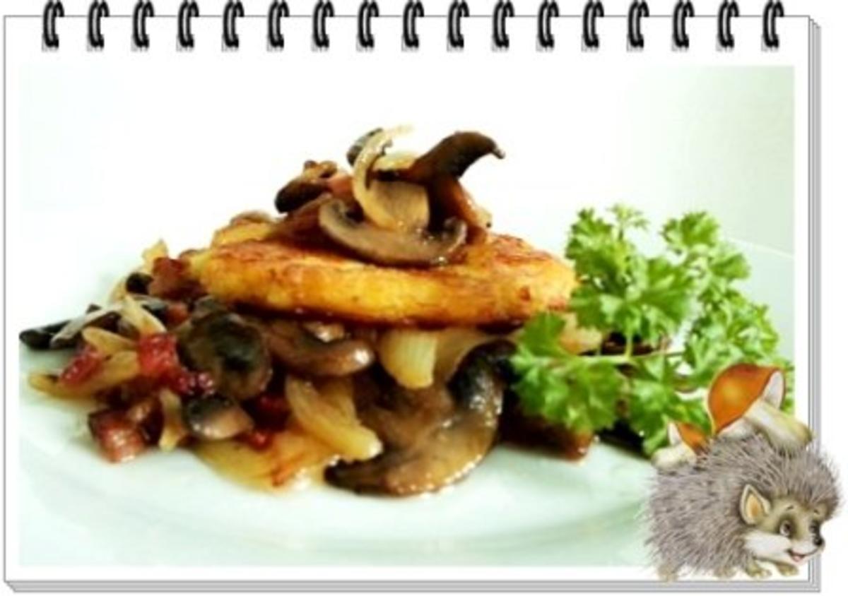 Kartoffelrösti mit gebratenen Champignons - Rezept