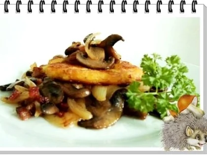 Kartoffelrösti mit gebratenen Champignons - Rezept
