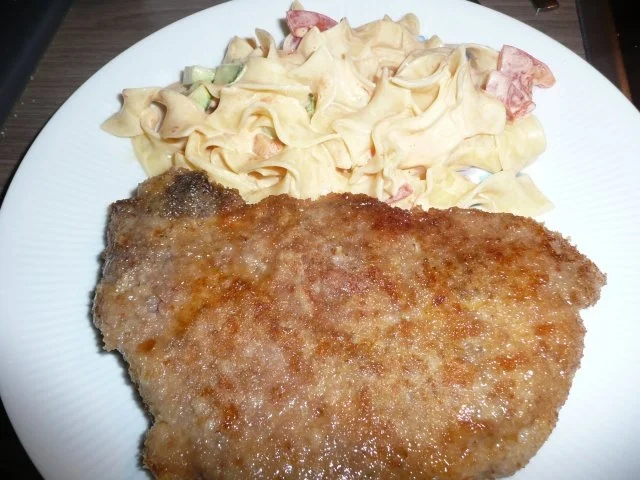 Rezept: Bandnudeln in Brunchsoße mit Garnelen oder Kotelett : Bild Nr. 6 Bandnudeln in Brunchsoße mit Garnelen oder Kotelett : - Rezept - Bild Nr. 6