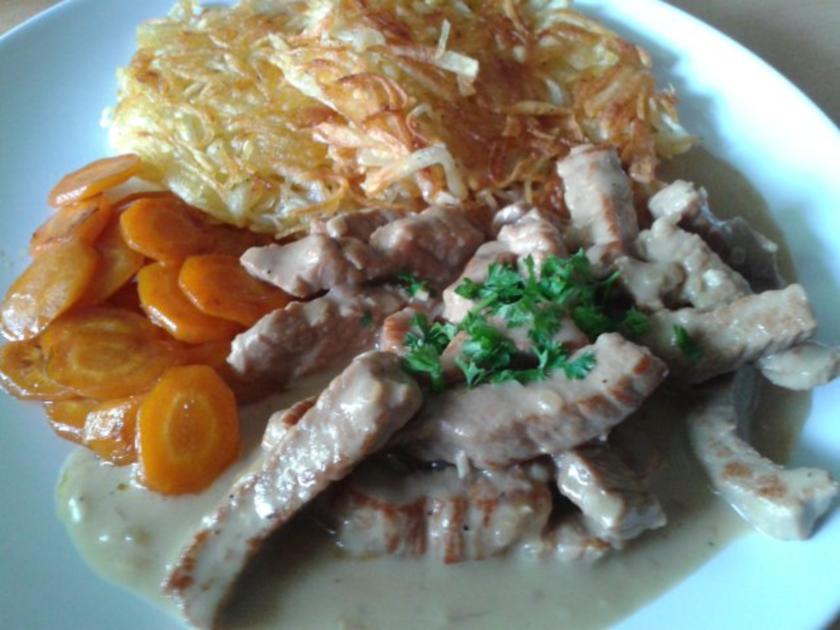 Kalbsgeschnetzeltes mit Kalbfleisch Oberschale und Kalbsfond - Rezept ...