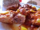 Pfannengericht: Spanische Tomaten-Paprika-Pfanne mit Wildlachs - Rezept