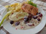 Lachs in einer Fenchel-Trauben -Weißwein -Soße - Rezept