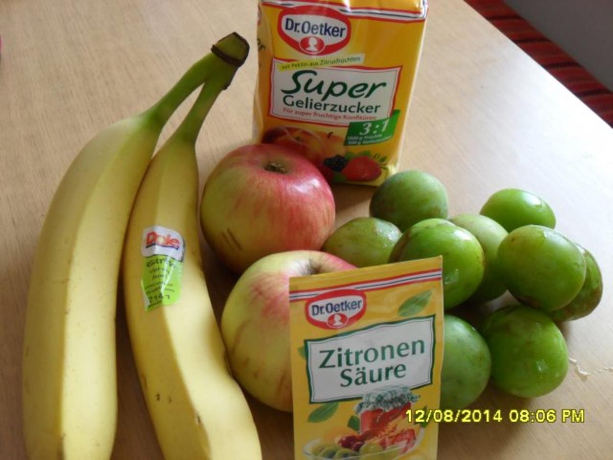 Apfel Bananen gelbe Pflaumen Marmelade - einfach - 150 kcal/100g