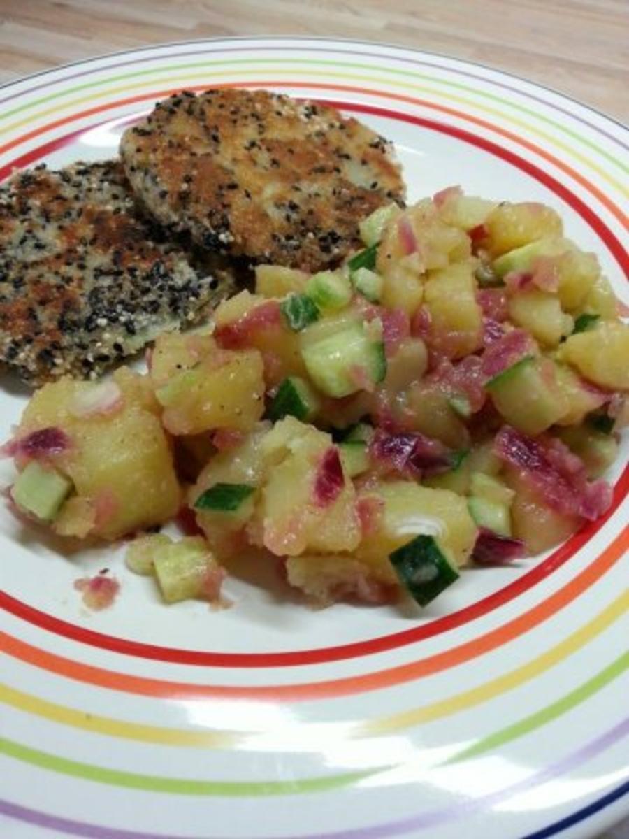 Wasabbi-Kartoffelsalat mit Kohlrabi-Schnitzel - Rezept