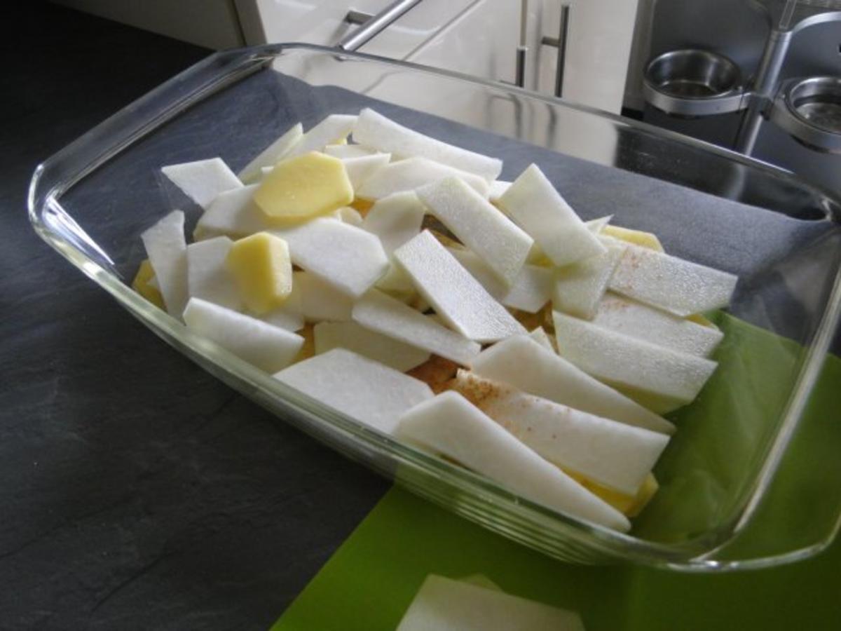 Kohlrabi-Kartoffelauflauf mit Käse Männe wollte Frikadellen dazu - Rezept - Bild Nr. 2