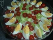 Schichtsalat mit geschmorter Paprika - Rezept