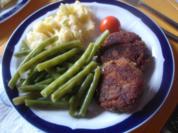 Pilzbuletten mit grünen Bohnen und Kartoffelstampf - Rezept