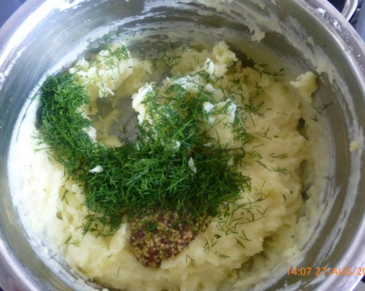 Lachsfilet mit Kartoffelsenfkruste und Lauch - Rezept - Bild Nr. 2