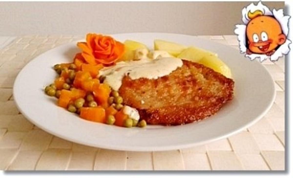 Bilder für Minutensteak nappiert mit Sauce Café de Paris, dazu gedünstetes Gemüse und ... - Rezept