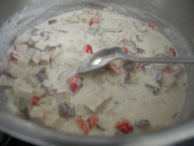 Kürbis - Gemüse - Brei mit Sahne - Tofu - Rezept - Bild Nr. 6