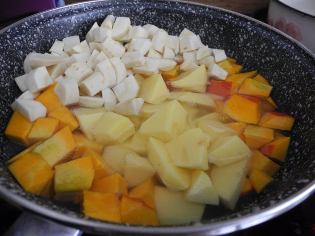 Kürbis - Gemüse - Brei mit Sahne - Tofu - Rezept - Bild Nr. 8