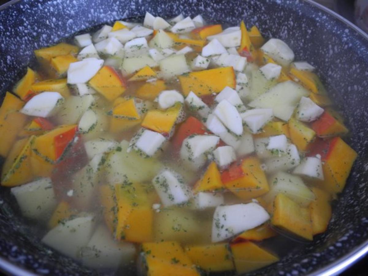 Kürbis - Gemüse - Brei mit Sahne - Tofu - Rezept - Bild Nr. 9
