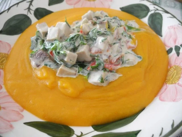 Kürbis - Gemüse - Brei mit Sahne - Tofu - Rezept - Bild Nr. 2