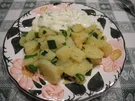 Kartoffelschnitz mit Frühlingszwiebeln dazu Budwig-Quark mit Kurkuma - Rezept