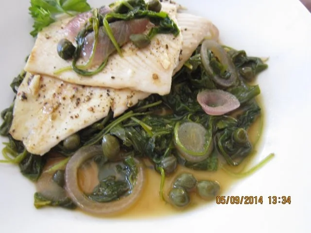 Rezept: Schollenfilet mit Rucola und Kapern Schollenfilet mit Rucola und Kapern - Rezept