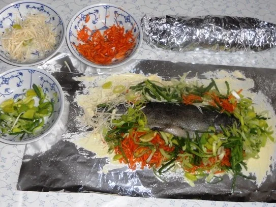 Forelle à la "Oòrndrasch" - im Backofen gegart   ( Rzpt. um 1980) - Rezept - Bild Nr. 10