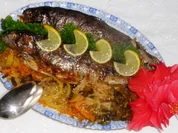 Forelle à la "Oòrndrasch" - im Backofen gegart   ( Rzpt. um 1980) - Rezept