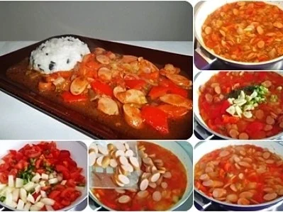 Rezept: Wiener Würstchen Gulasch mit raffiniertem Nori-Reis Bild Nr. 3 Wiener Würstchen Gulasch mit raffiniertem Nori-Reis - Rezept - Bild Nr. 3