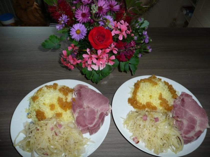 Rippchen, Sauerkraut und Kartoffelschnee - einfach - 7 kcal/100g