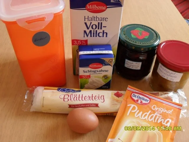 Blätterteig-Kopenhagener mit Pudding und Konfitüre - Rezept - Bild Nr. 2