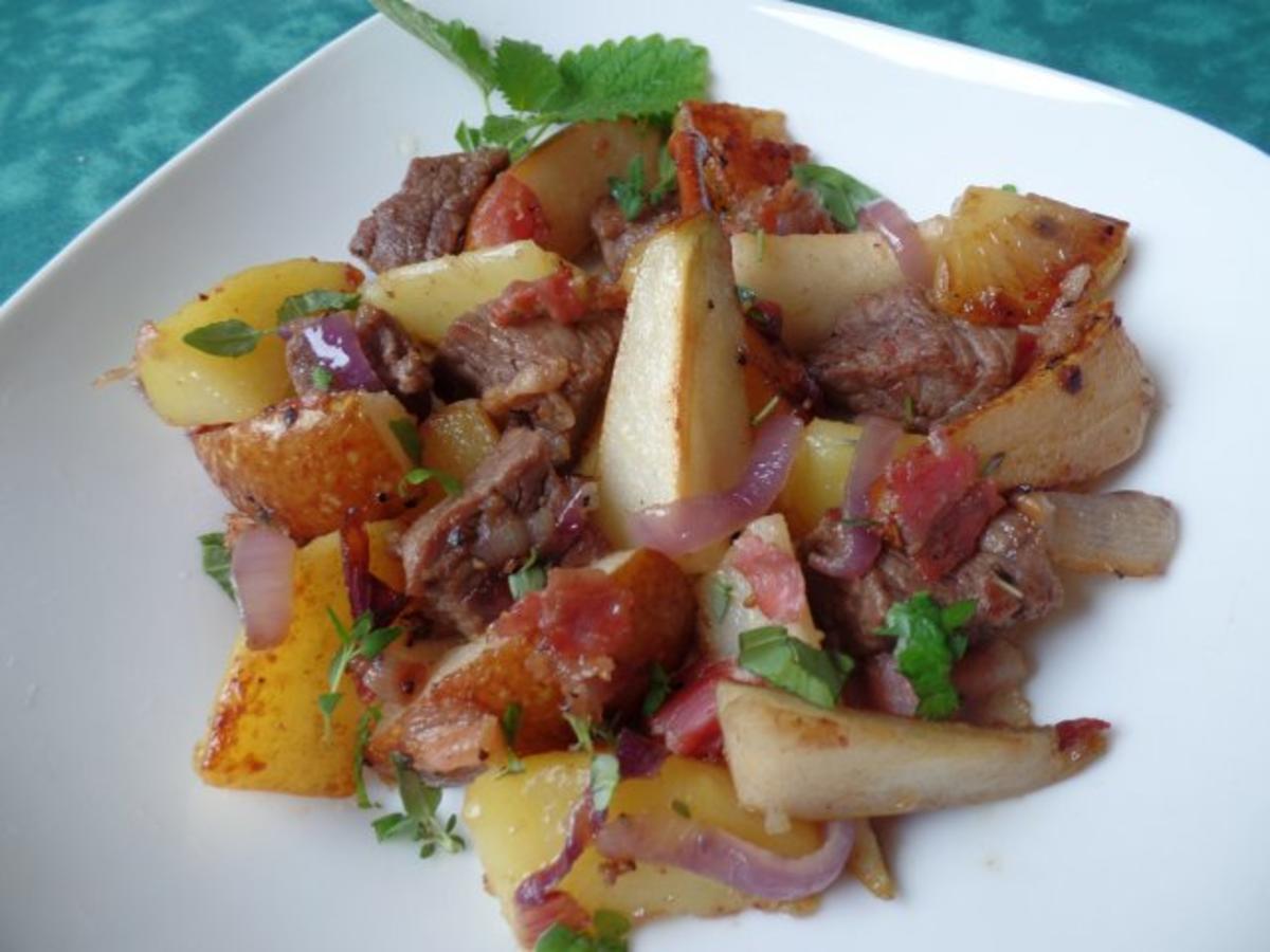 Filet-Kartoffeln-Birnen -Pfanne - Rezept