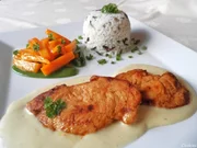 Hähnchen - Ministeaks auf einer Honig - Senf - Rahmsauce ... - Rezept