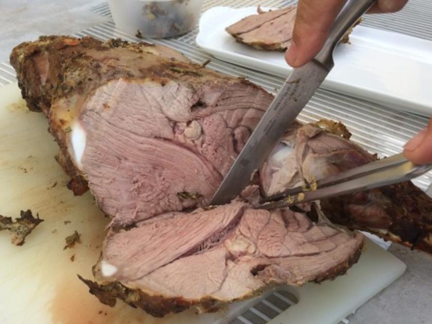 Lammkeule in Senfkruste in Niedrigtemperatur - einfach - 214 kcal/100g