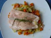Lachs auf Möhren - Fenchel - Orangen -Gemüse - Rezept