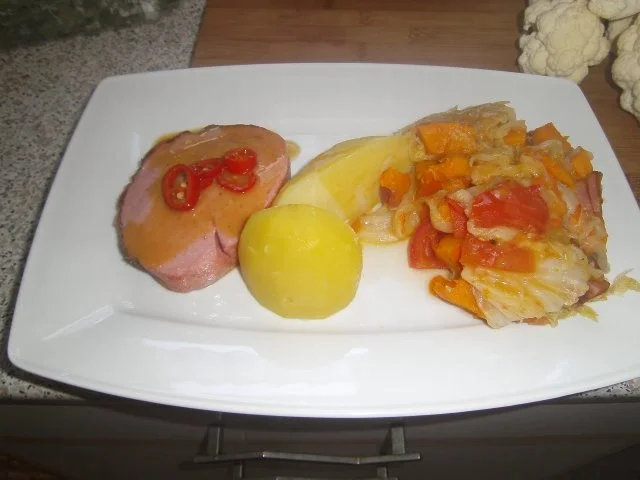 Kohl-Kürbis-Tomaten Gemüse - Rezept