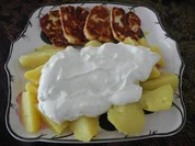 Pellkartoffeln an Quark - Schaum mit Halloumi - Rezept