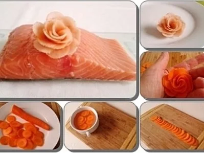 Rezept: Tagliatelle in Minzsauce und gebratenes Lachsfilet mit Rose garniert Bild Nr. 3 Tagliatelle in Minzsauce und gebratenes Lachsfilet mit Rose garniert - Rezept - Bild Nr. 3