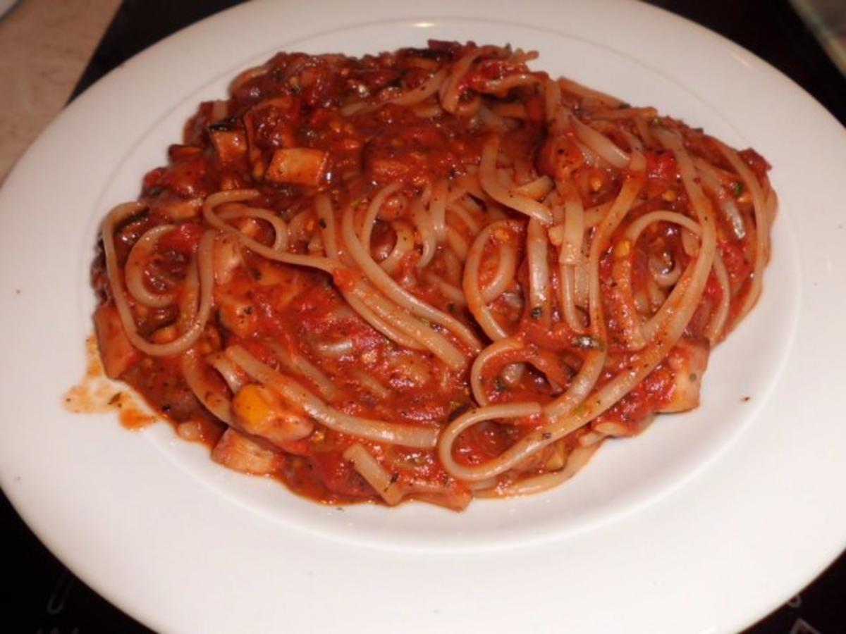 Pfannengericht: Tomaten-Pilzpfanne mit Pasta - Rezept - Bild Nr. 4