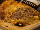 Bunter Hackbraten unter Röstidecke und Tomatendip - Rezept