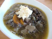 Linsendouble mit karamelisierten Zwiebel und Sahnemeerrettich - Rezept